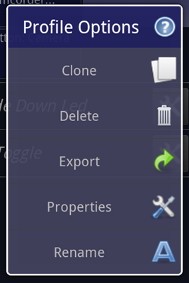 Меню инструментов профиля Tasker