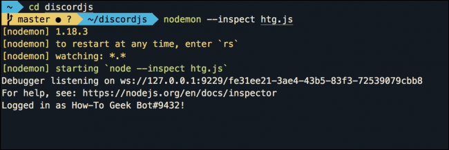 Консоль с логами бота
