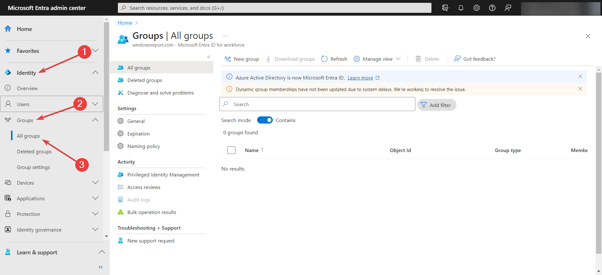 Список групп в Entra