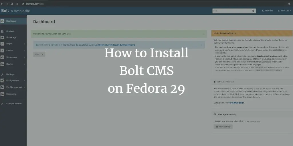 Установка Bolt CMS на Fedora 29 (Nginx + MariaDB)