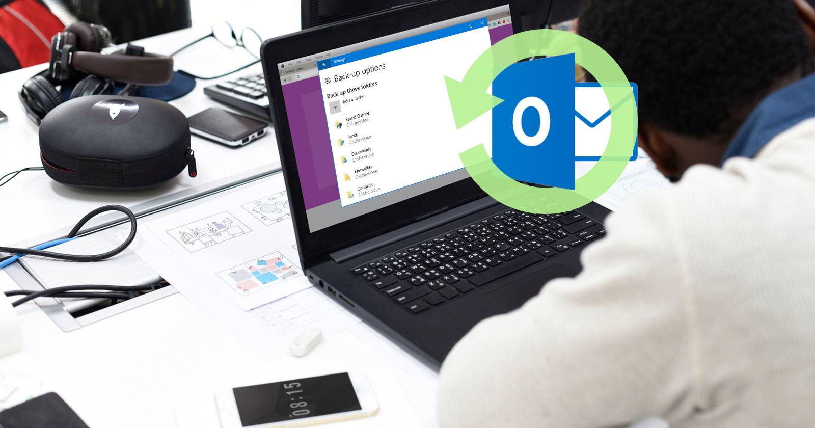 Как резервировать Outlook через Историю файлов Windows 10