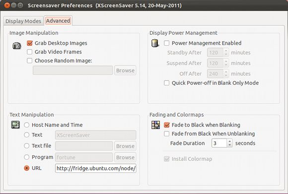 Выбор режима отображения заставки