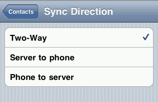 Выбор направления синхронизации