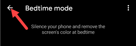 Возврат из настроек Bedtime Mode
