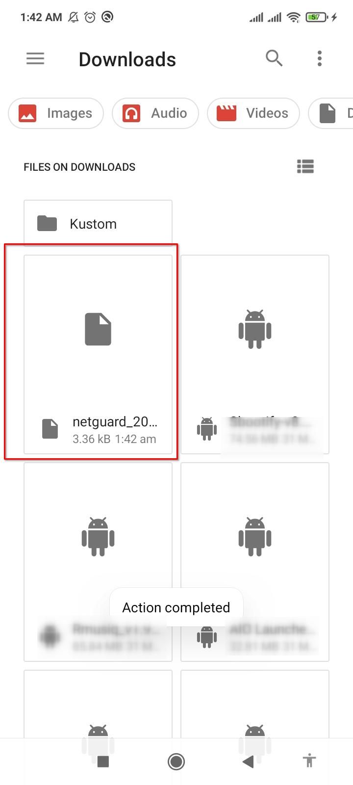 Импортированные настройки NetGuard отображаются в списке.