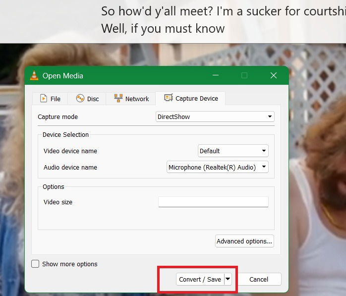 Захват live captions в VLC и последующий Convert/Save.