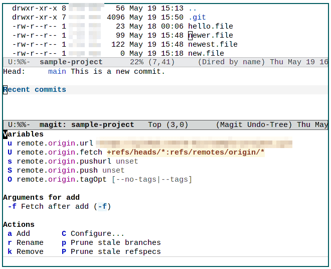 Окно добавления в Magit