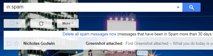 Письмо в спаме Gmail с вложением