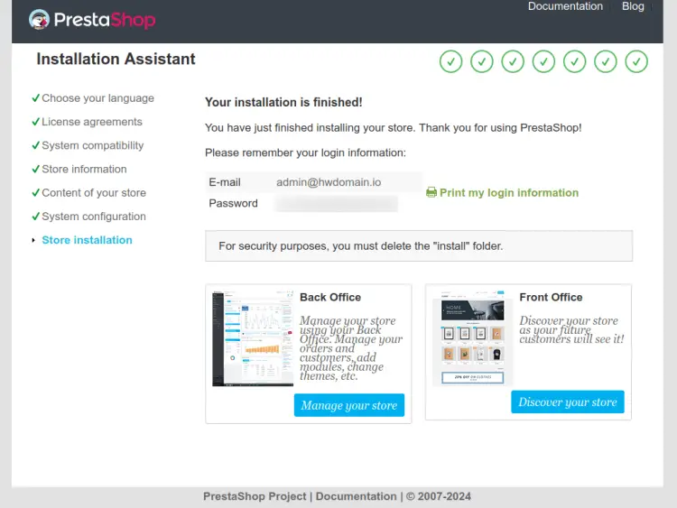 Установка завершена