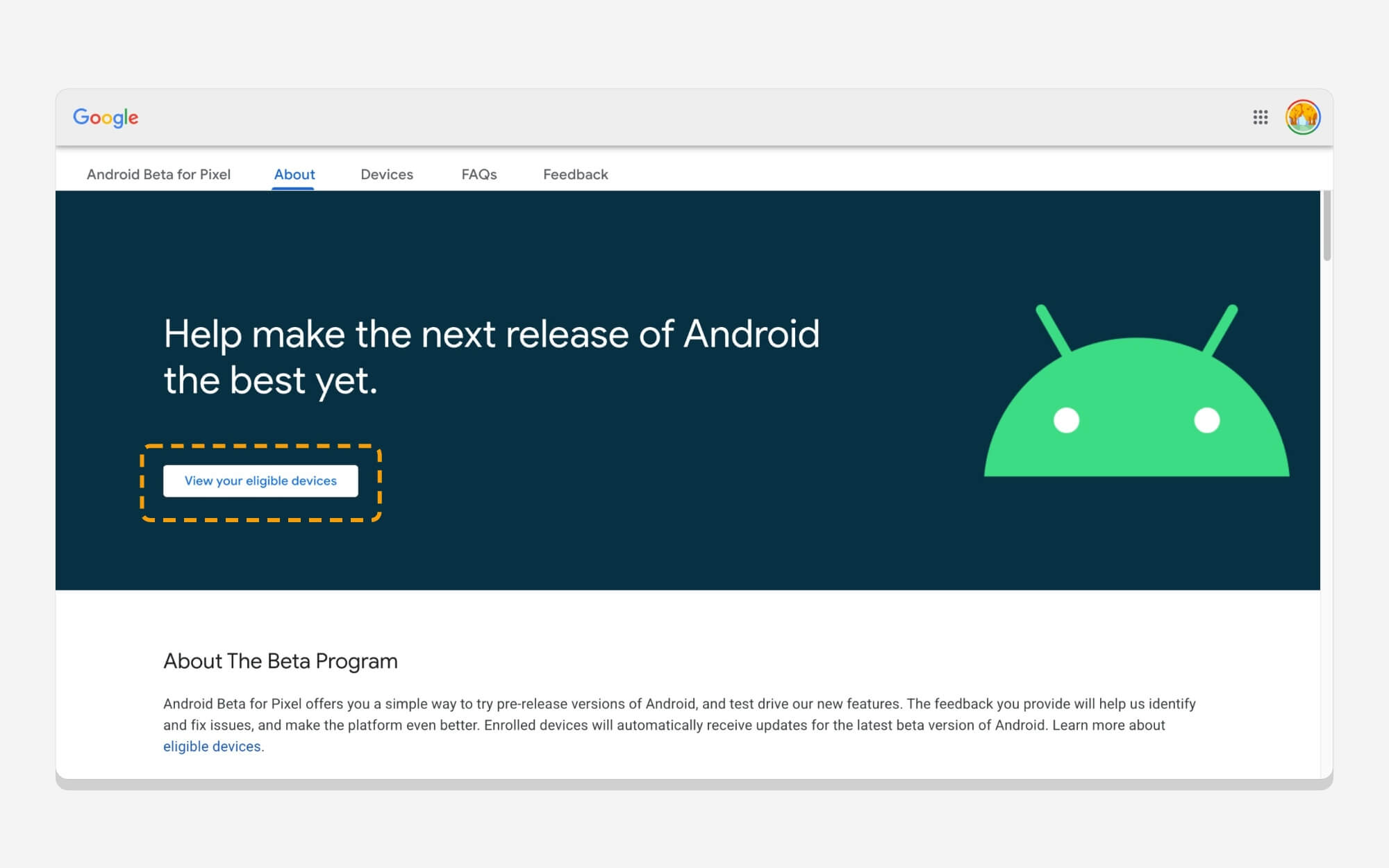 android beta update website