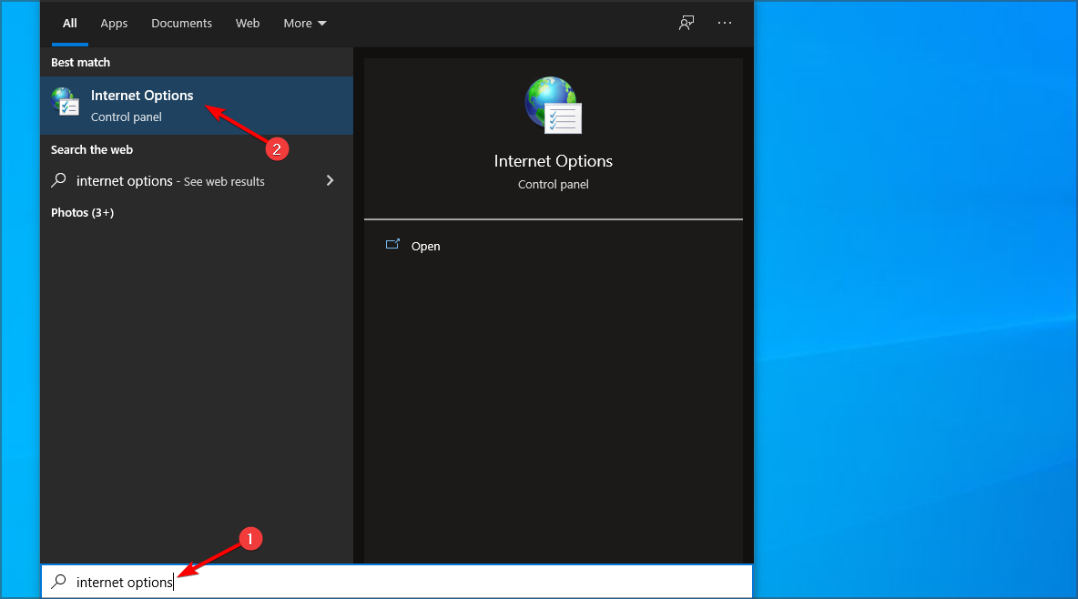 Окно «Параметры Интернета» в Windows