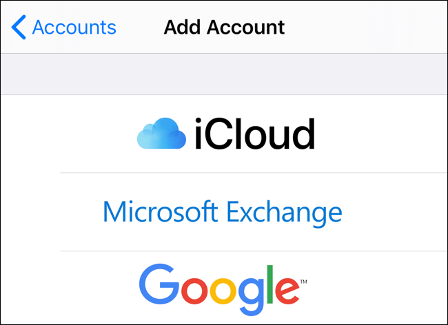 Выберите учётную запись для добавления