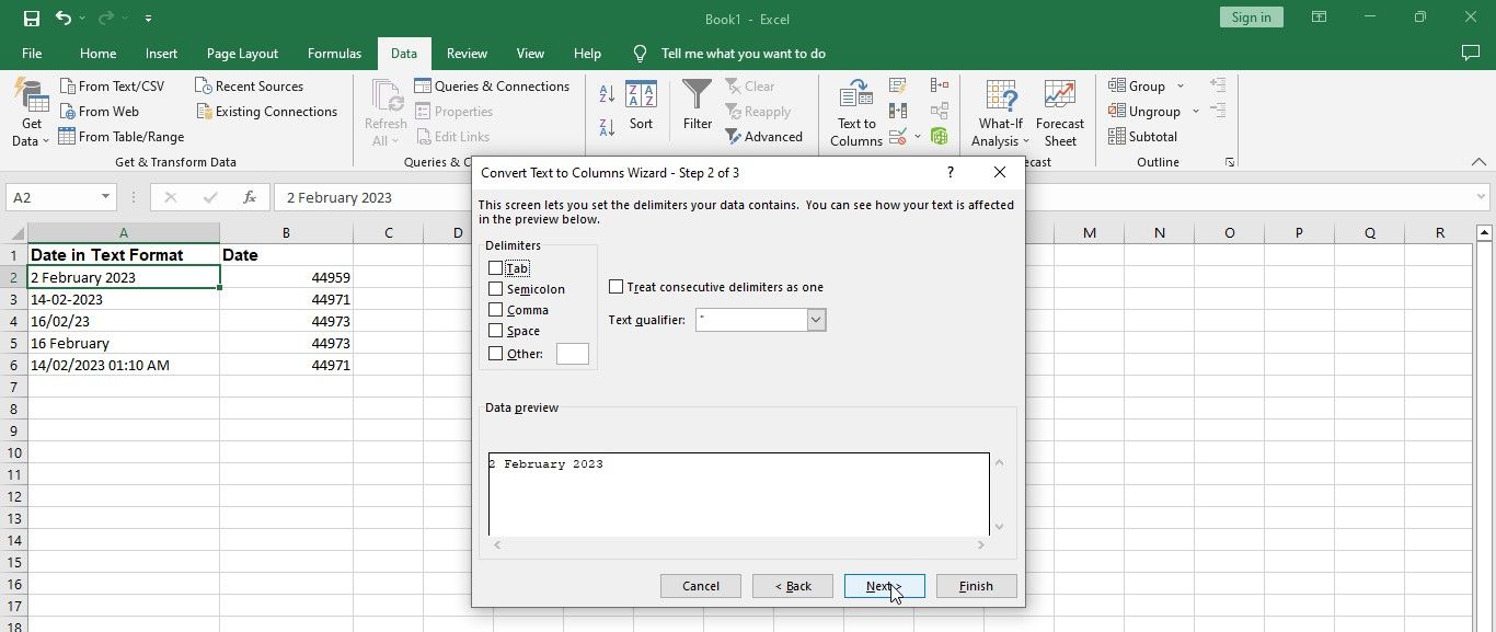 Снятие галочек со всех разделителей в мастере 