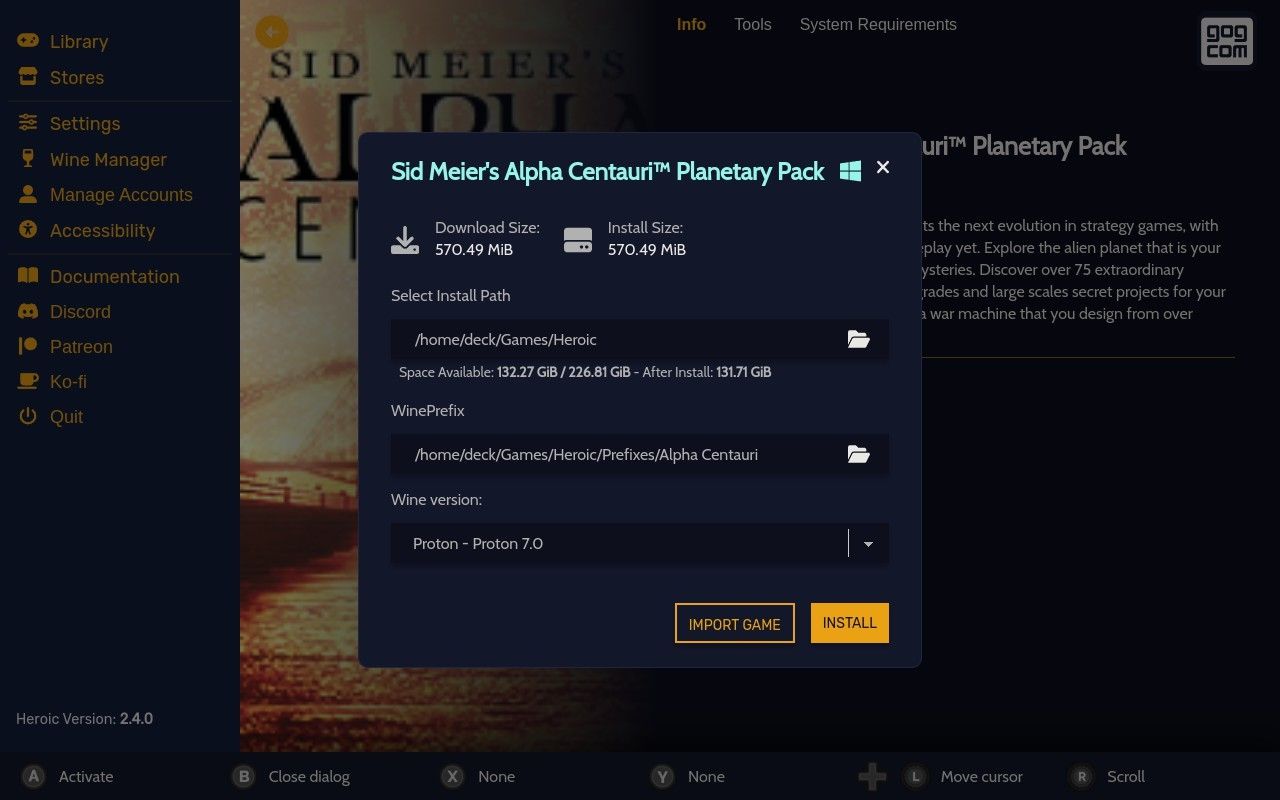 Install GOG games on Steam Deck