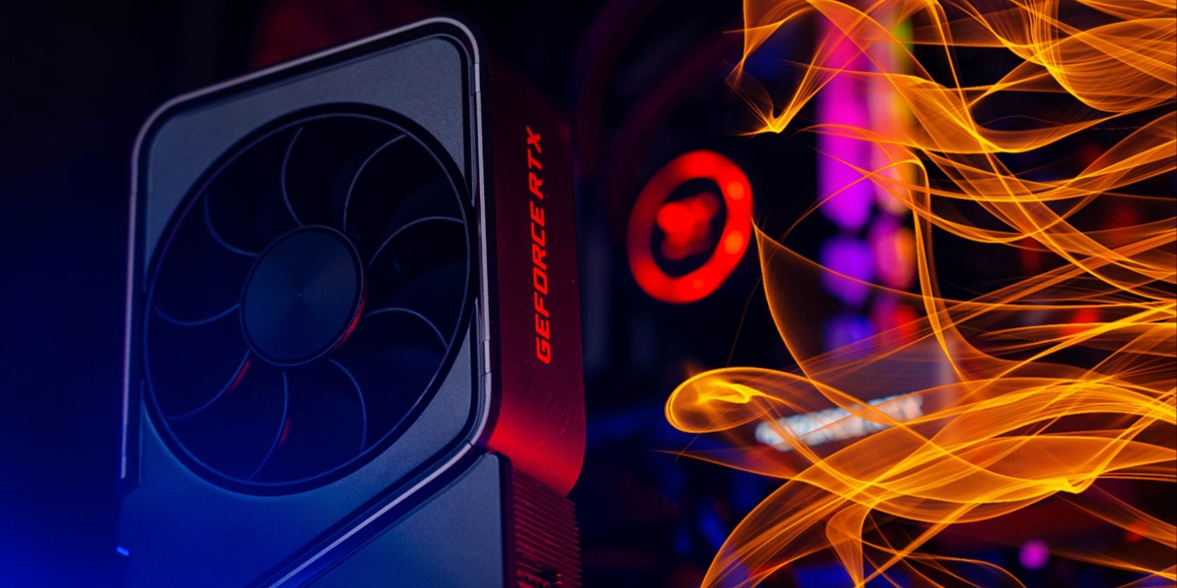 Изображение графического процессора RTX с наложением огня