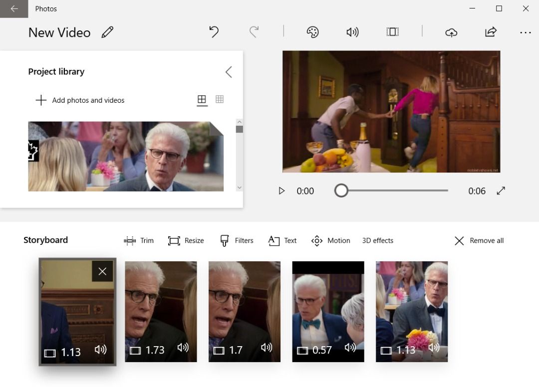 Storyboard в Windows Photos