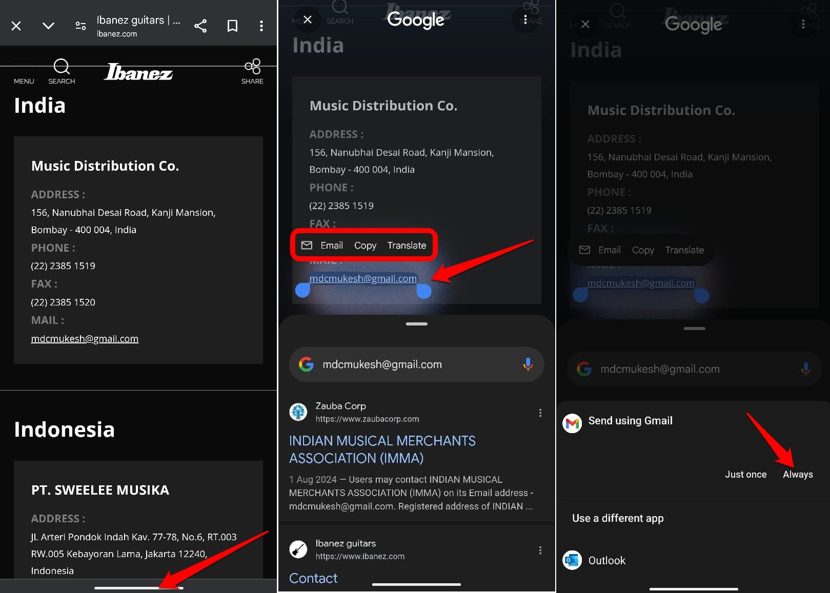 how to use email in Circle to search android 15