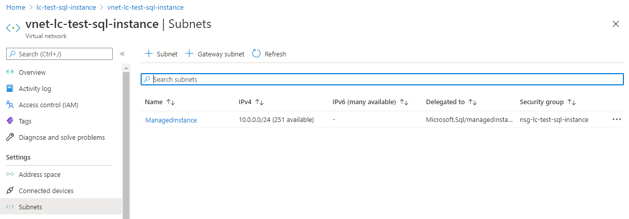 Обратите внимание на группу безопасности (NSG).