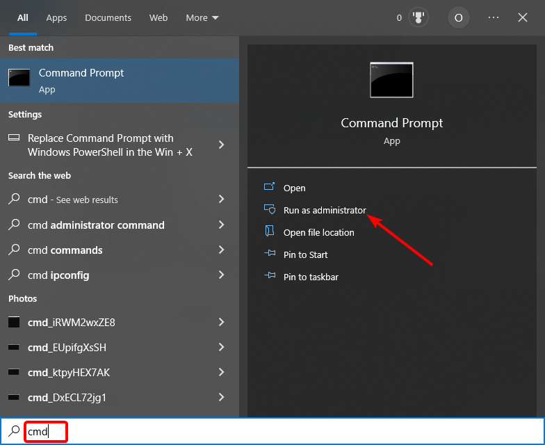 Команда cmd для проверки