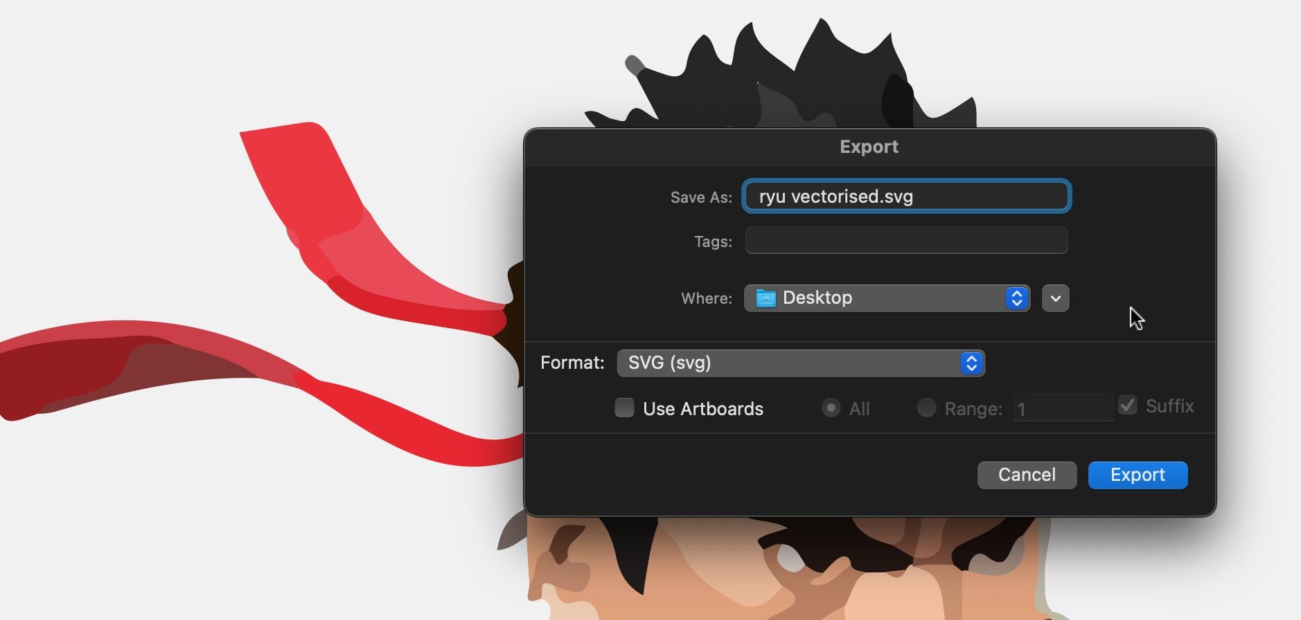 окно экспорта в SVG с параметрами точности и стилей