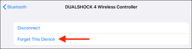 Выберите «Забыть это устройство», чтобы удалить пару