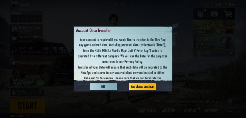 Transfer PUBG Mobile Data to Battlegrounds Mobile India
