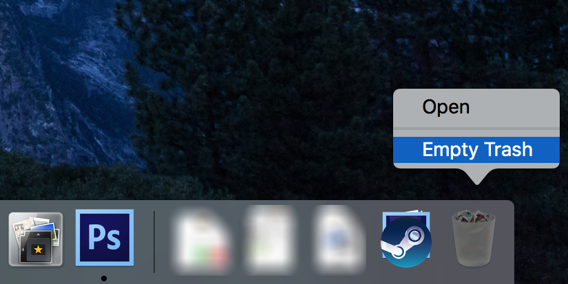 Очистить корзину на Mac