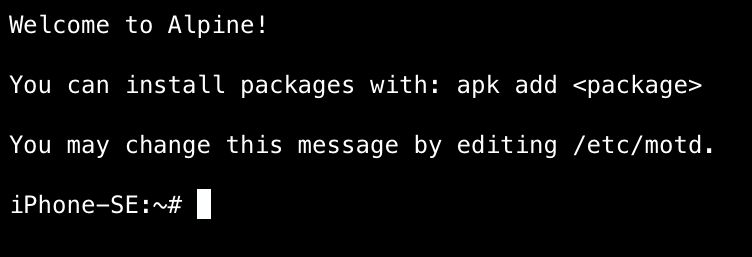 Скриншот: оболочка iSH на iOS