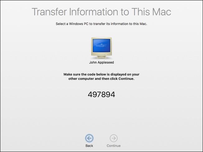 Экран с кодом подтверждения на Mac, готовность к передачи