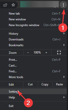 Открытие настроек Chrome