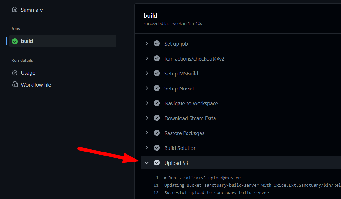 Скриншот: Лог шага deploy