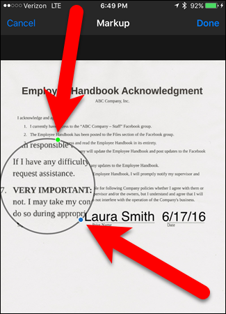 Пример увеличенной области на изображении