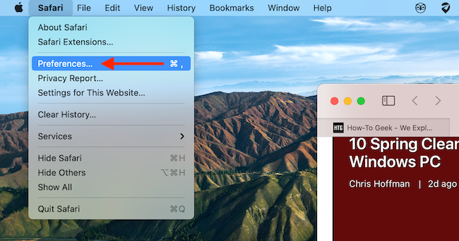 Откройте Настройки в Safari