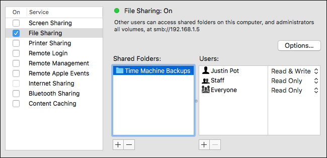 Изображение диалога создания новой общей папки на Mac