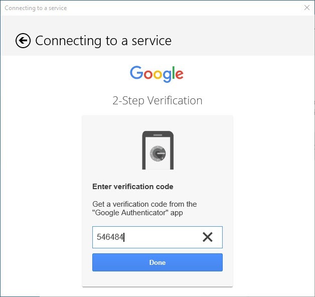Запрос кода двухэтапной аутентификации Google