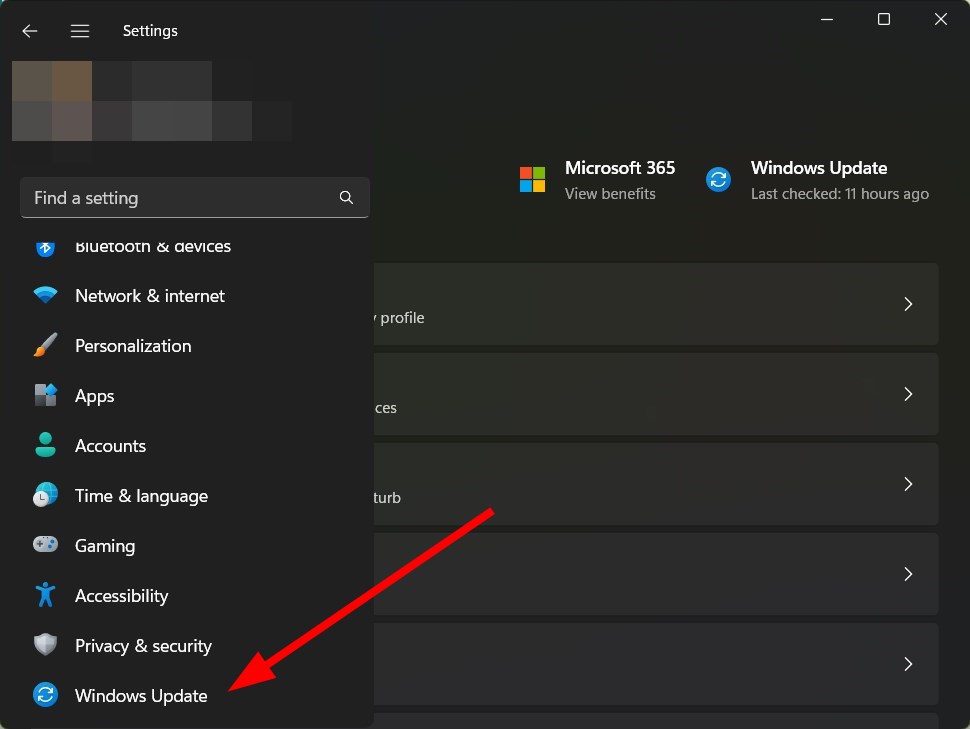 Окно настроек Windows Update