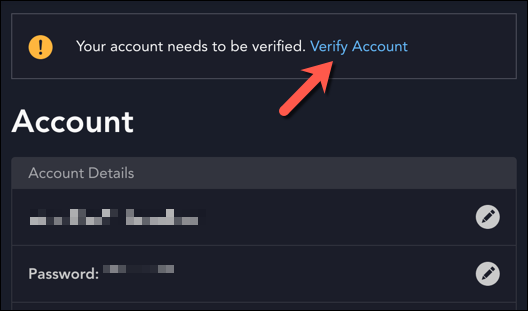 Ссылка «Подтвердить аккаунт» в настройках