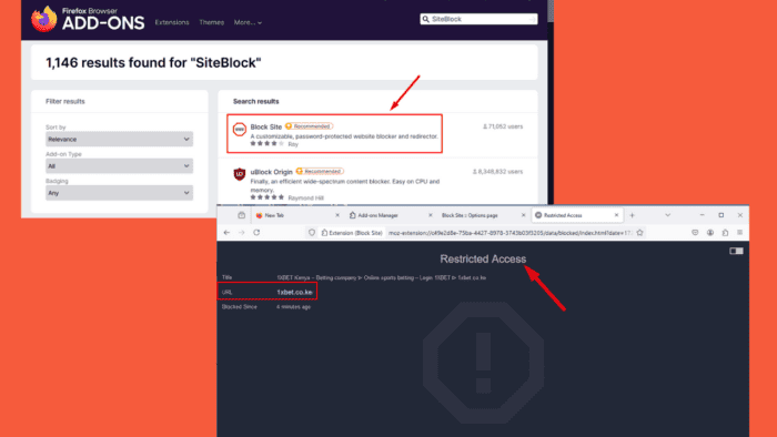 Как заблокировать сайт в Firefox