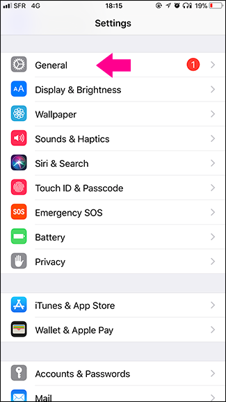 Экран Хранилище iPhone в настройках