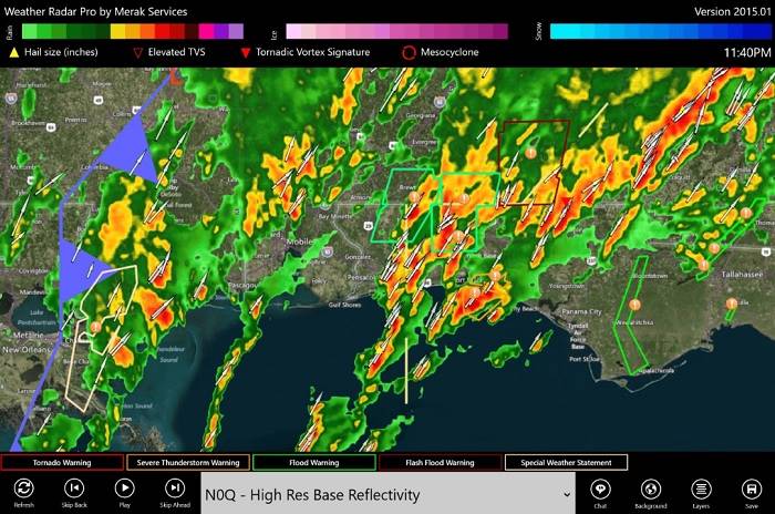 Интерфейс Weather Radar Pro с радарными слоями