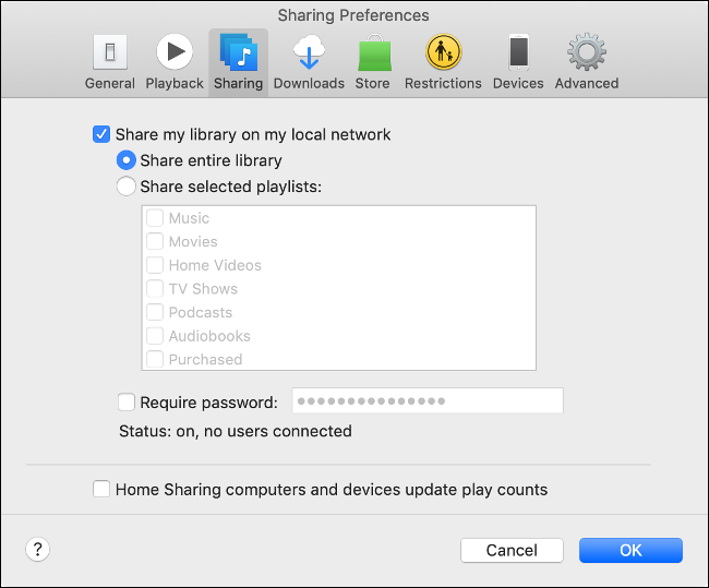 Расшаривание библиотеки iTunes в старых версиях macOS