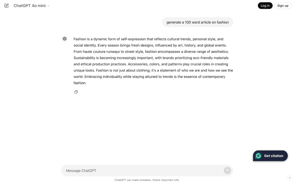 Скриншот исходного AI-текста в Copyleaks