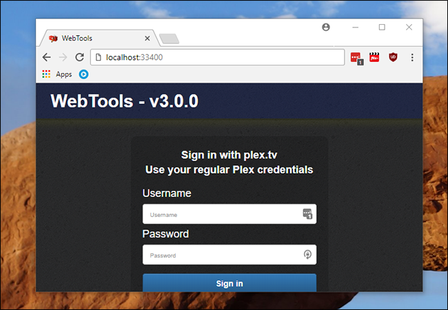 WebTools доступен по адресу localhost:33400 в браузере