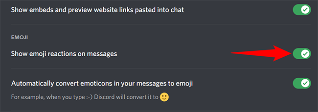 Переключатель для показа реакций эмодзи на сообщениях