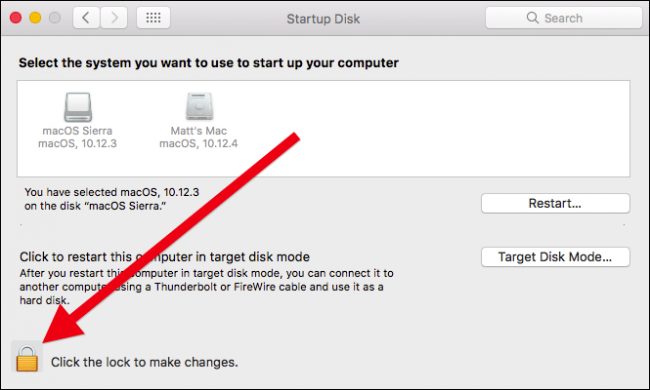 Нажмите на замок и введите пароль для изменения параметров