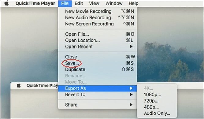 Сохранение записи в QuickTime Player