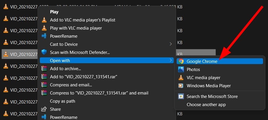 Открытие файла через Google Chrome