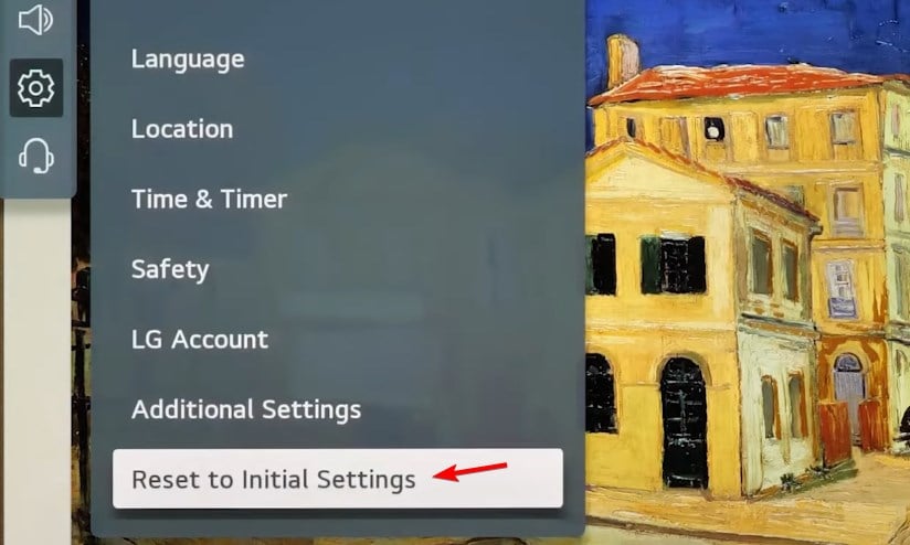 Кнопка Сброс к начальным настройкам