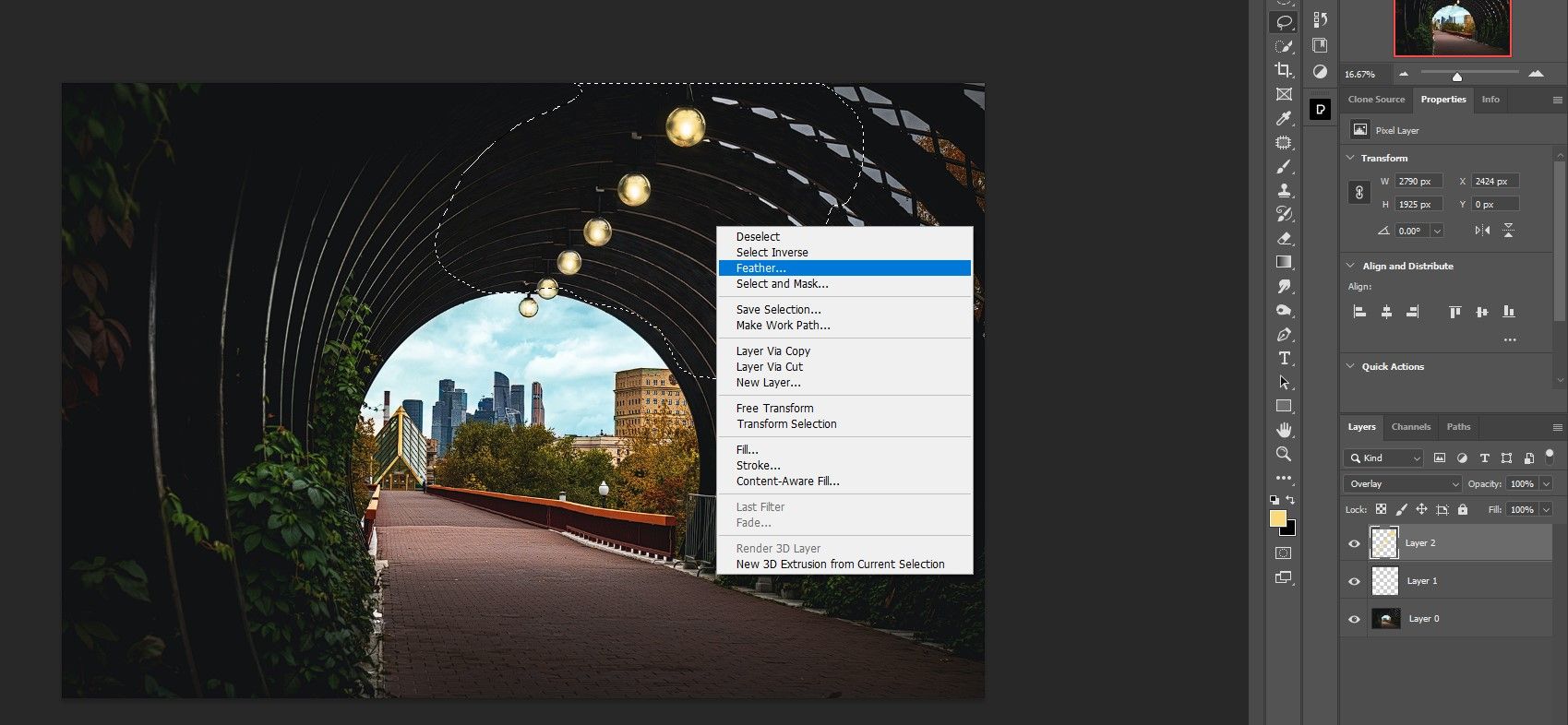 Шаг 13: вызов Feather в выделении