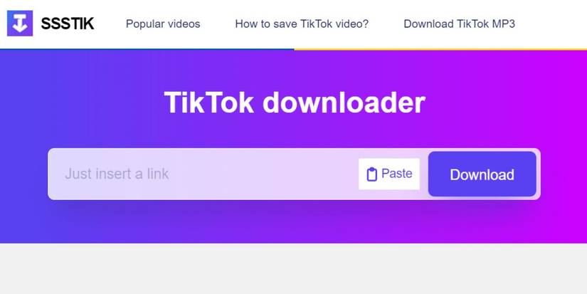 страница SSSTik с опцией «без водяного знака»